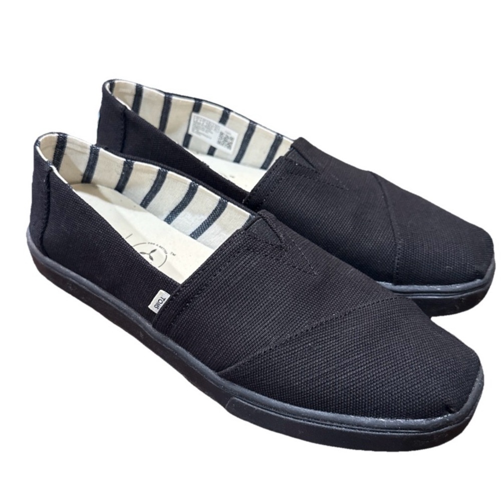 TOMS ALPARGATA CUPSOLE SLIP ON BLACK CANVAS SNEAKERS WOMEN’S SIZE 8 GUC SHOES